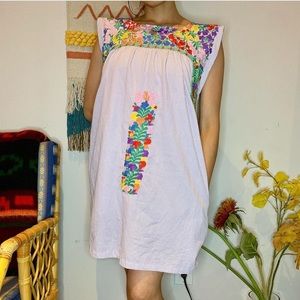 J.Marie Embroidered Floral Pinstriped Dress